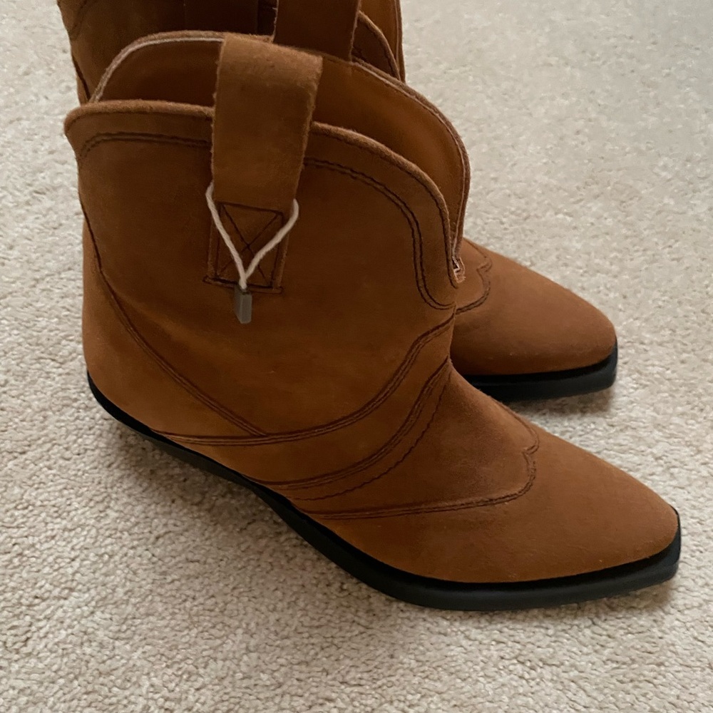 Ganni Tobacco Brown Suede Ankle Boots